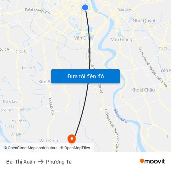 Bùi Thị Xuân to Phương Tú map