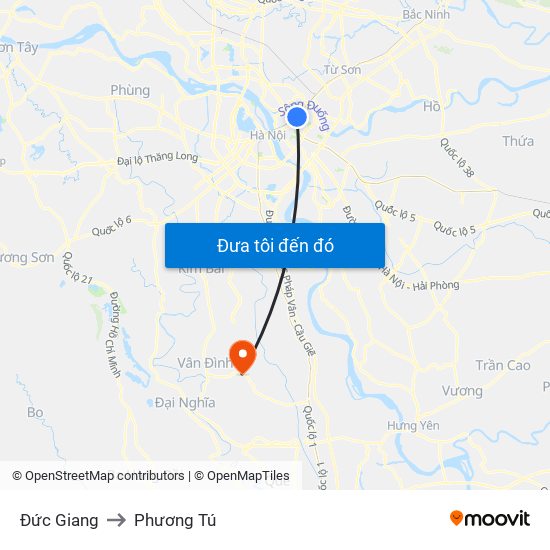 Đức Giang to Phương Tú map