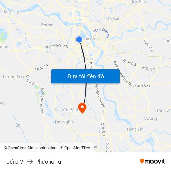 Cống Vị to Phương Tú map