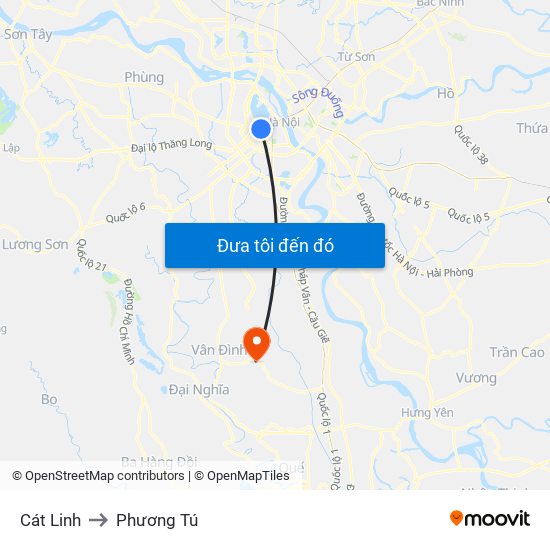 Cát Linh to Phương Tú map