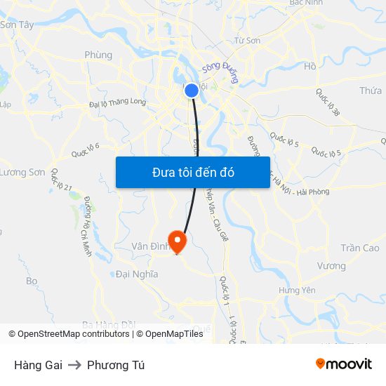 Hàng Gai to Phương Tú map