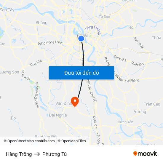 Hàng Trống to Phương Tú map