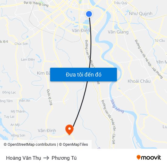 Hoàng Văn Thụ to Phương Tú map