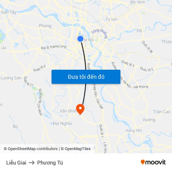 Liễu Giai to Phương Tú map
