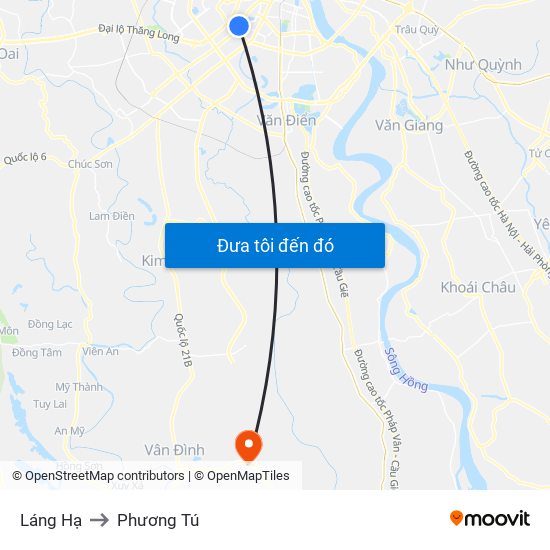 Láng Hạ to Phương Tú map