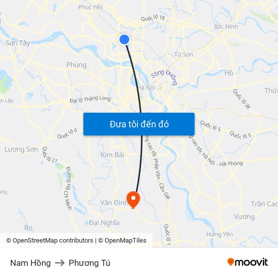 Nam Hồng to Phương Tú map