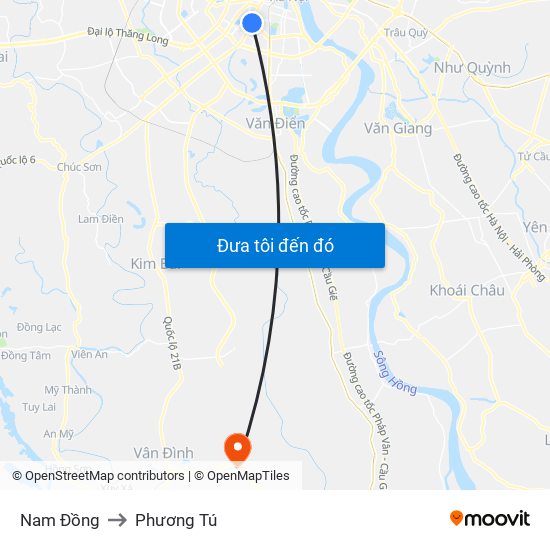 Nam Đồng to Phương Tú map
