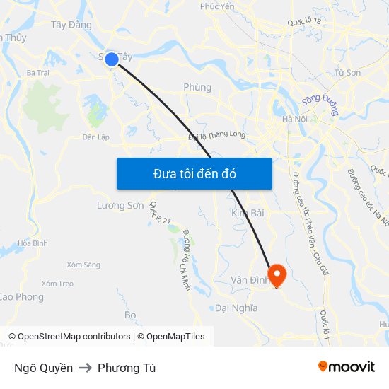 Ngô Quyền to Phương Tú map