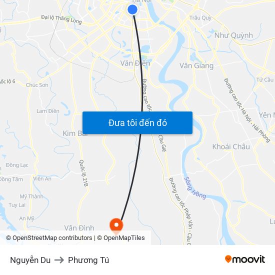 Nguyễn Du to Phương Tú map