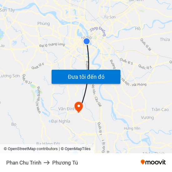 Phan Chu Trinh to Phương Tú map