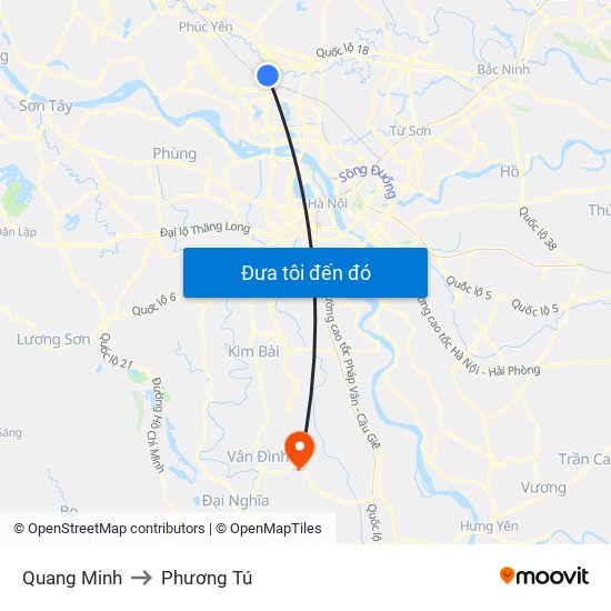 Quang Minh to Phương Tú map