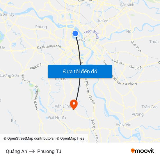 Quảng An to Phương Tú map