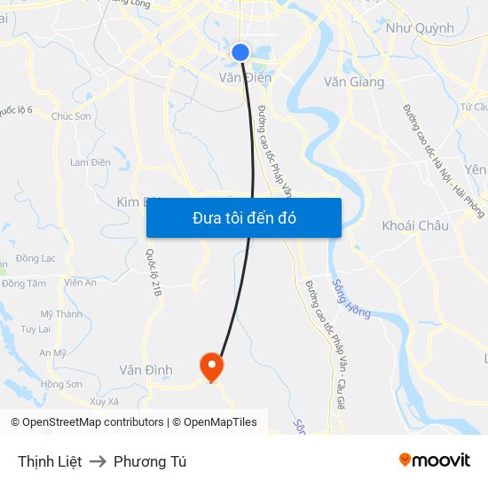 Thịnh Liệt to Phương Tú map