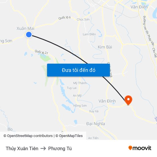 Thủy Xuân Tiên to Phương Tú map