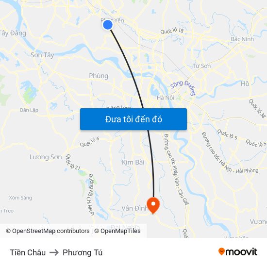 Tiền Châu to Phương Tú map