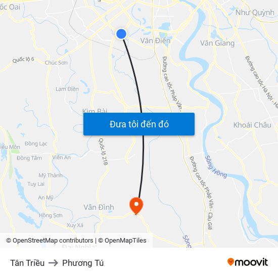 Tân Triều to Phương Tú map