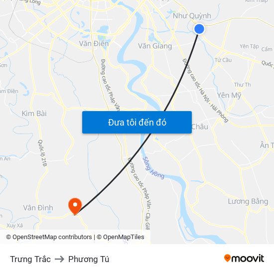 Trưng Trắc to Phương Tú map