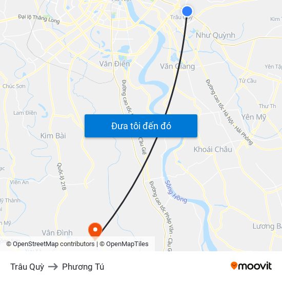 Trâu Quỳ to Phương Tú map