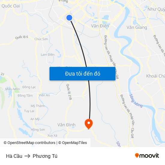 Hà Cầu to Phương Tú map