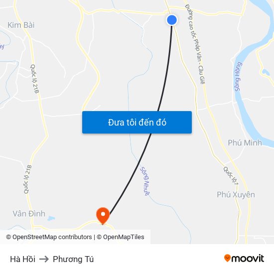 Hà Hồi to Phương Tú map