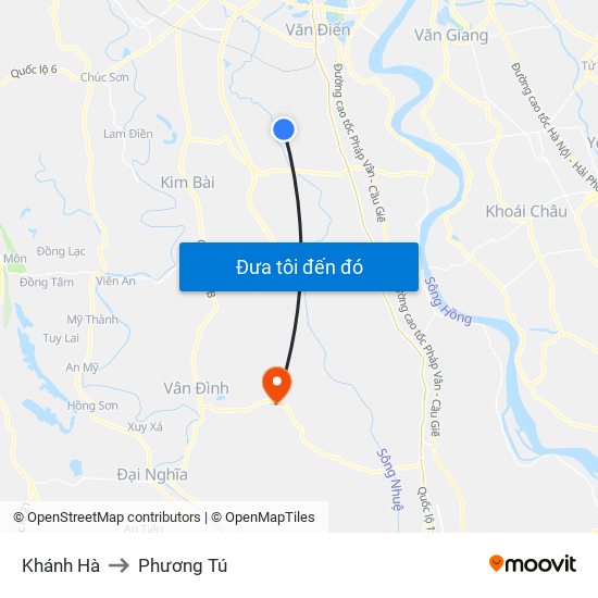 Khánh Hà to Phương Tú map