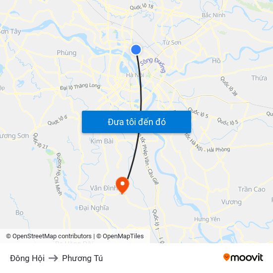 Đông Hội to Phương Tú map