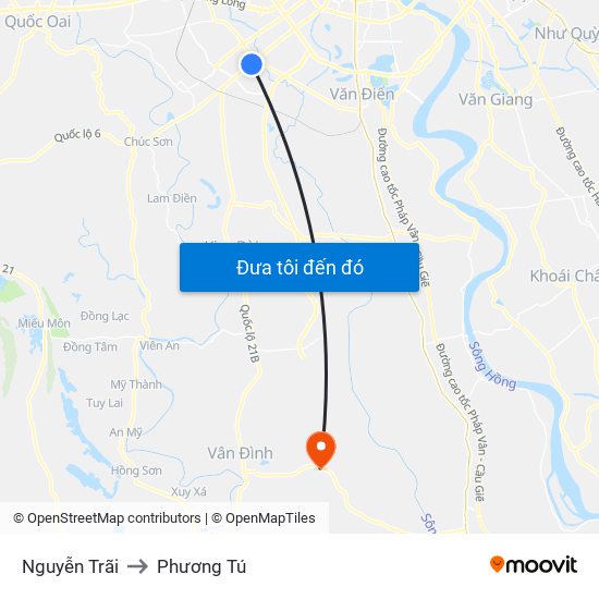 Nguyễn Trãi to Phương Tú map
