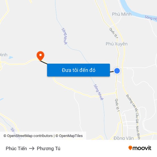 Phúc Tiến to Phương Tú map