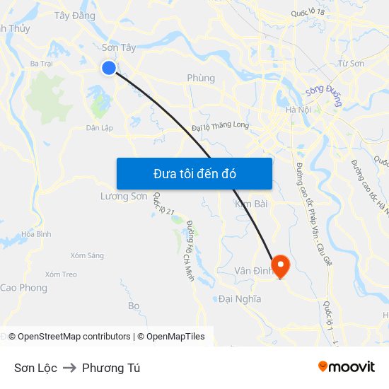 Sơn Lộc to Phương Tú map