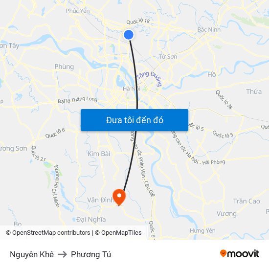 Nguyên Khê to Phương Tú map