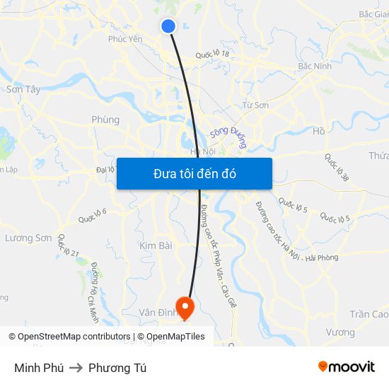 Minh Phú to Phương Tú map