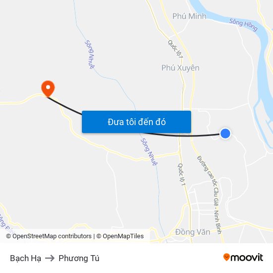 Bạch Hạ to Phương Tú map