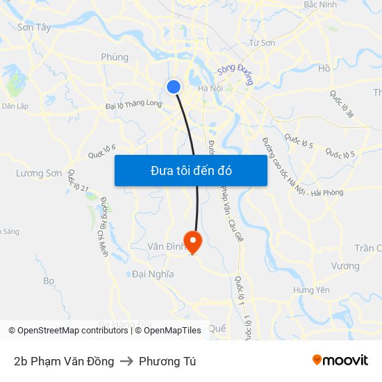 2b Phạm Văn Đồng to Phương Tú map