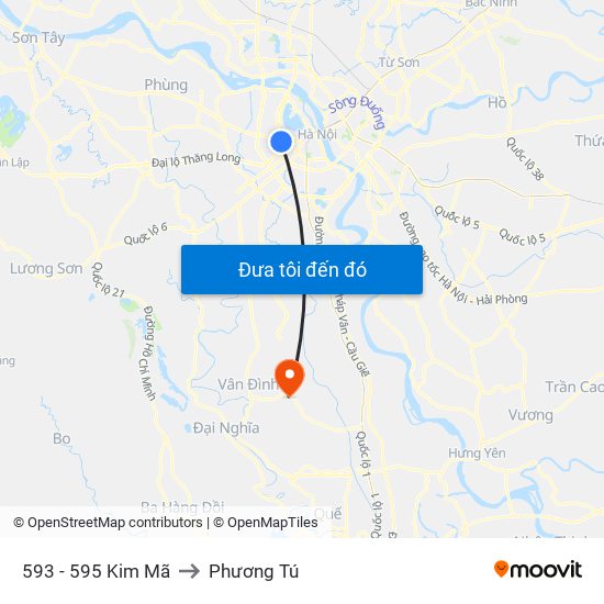 593 - 595 Kim Mã to Phương Tú map