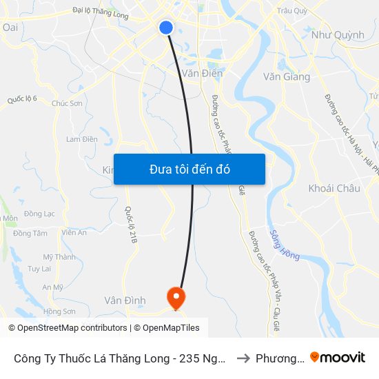 Công Ty Thuốc Lá Thăng Long - 235 Nguyễn Trãi to Phương Tú map