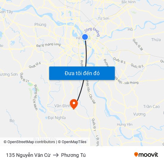 135 Nguyễn Văn Cừ to Phương Tú map