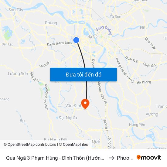 Qua Ngã 3 Phạm Hùng - Đình Thôn (Hướng Đi Phạm Văn Đồng) to Phương Tú map
