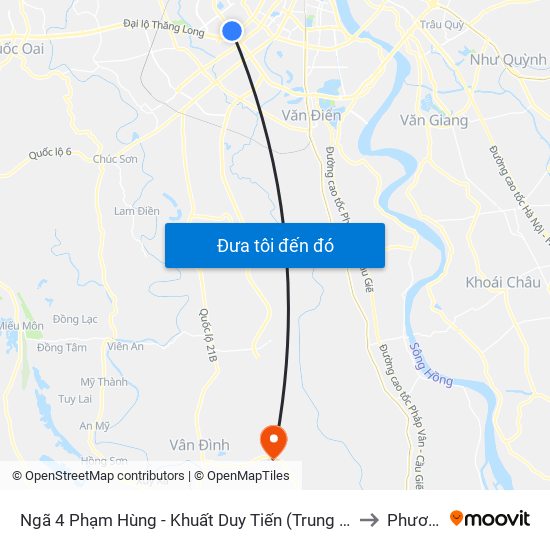 Ngã 4 Phạm Hùng - Khuất Duy Tiến (Trung Tâm Hội Nghị Quốc Gia) to Phương Tú map