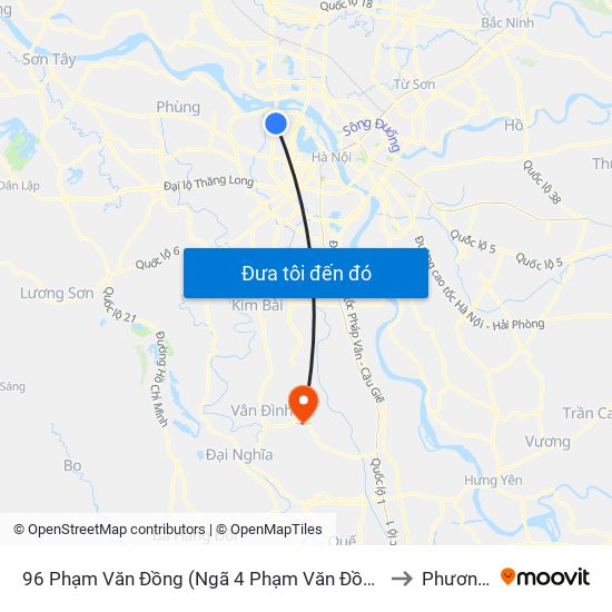 96 Phạm Văn Đồng (Ngã 4 Phạm Văn Đồng - Xuân Đỉnh) to Phương Tú map