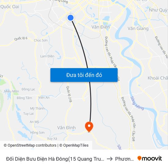 Đối Diện Bưu Điện Hà Đông(15 Quang Trung Hà Đông) to Phương Tú map