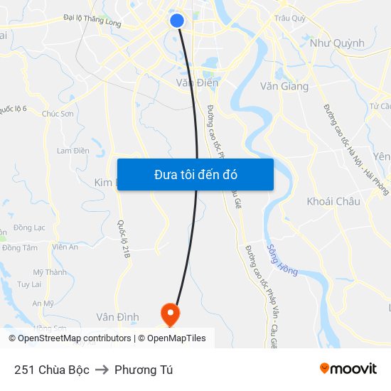 251 Chùa Bộc to Phương Tú map