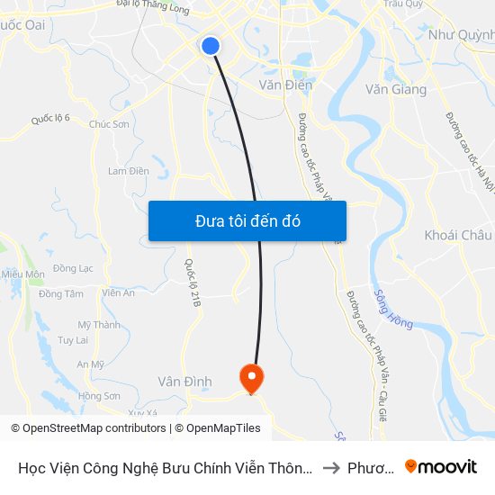 Học Viện Công Nghệ Bưu Chính Viễn Thông - Trần Phú (Hà Đông) to Phương Tú map