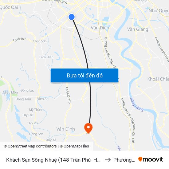 Khách Sạn Sông Nhuệ (148 Trần Phú- Hà Đông) to Phương Tú map
