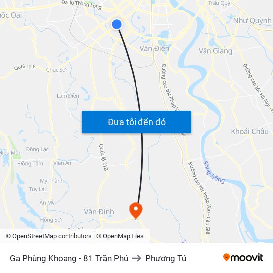 Ga Phùng Khoang - 81 Trần Phú to Phương Tú map