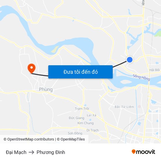 Đại Mạch to Phương Đình map