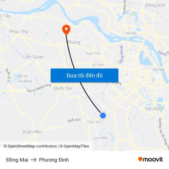 Đồng Mai to Phương Đình map