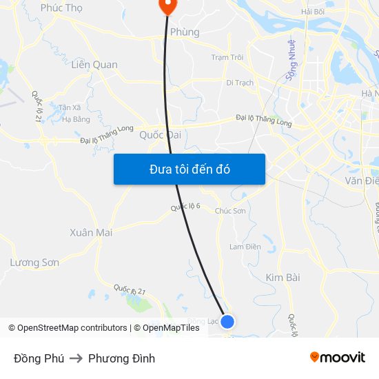 Đồng Phú to Phương Đình map