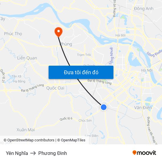 Yên Nghĩa to Phương Đình map