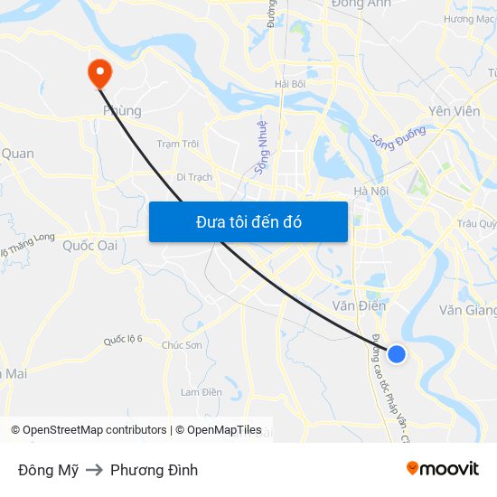 Đông Mỹ to Phương Đình map