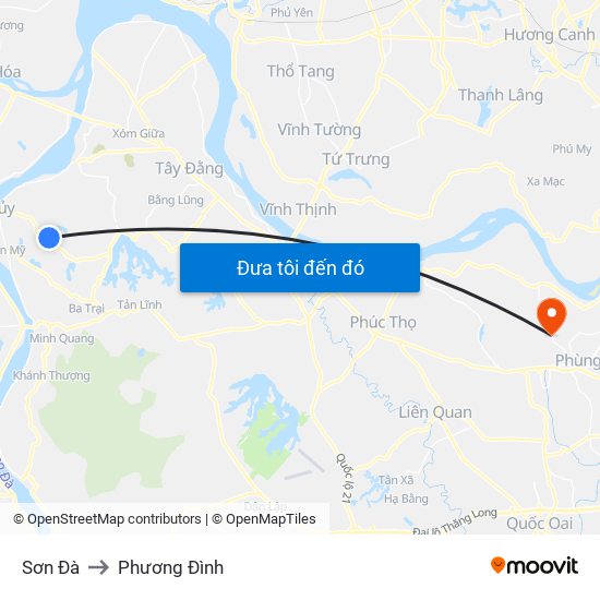 Sơn Đà to Phương Đình map